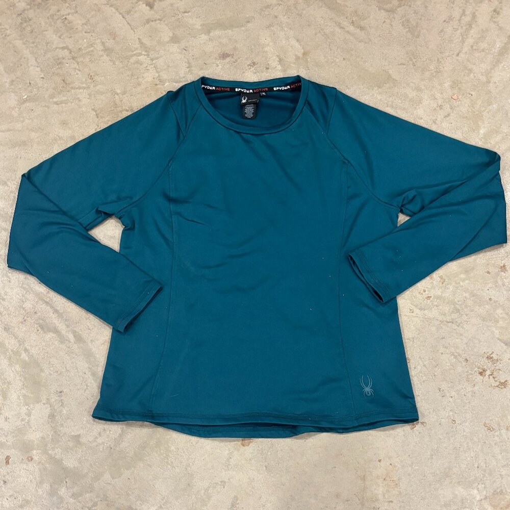 Spyder Active XL/TG Women’s Athletic Long Sleeve Teal Stretch Performance #147